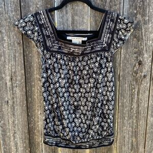 Max Studio Black & Cream Top Size XS